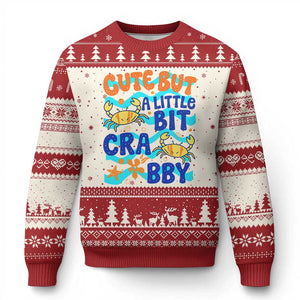 Cute But A Little Bit Crabby Ugly Christmas Sweater Beach Crab Summer Vacation TS14 Beige Red Print Your Wear