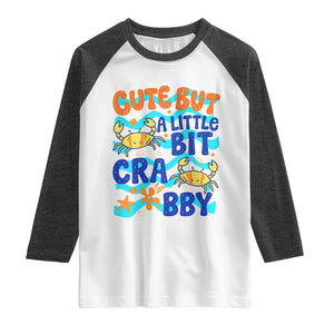 Cute But A Little Bit Crabby Raglan Shirt Beach Crab Summer Vacation TS14 White Heather Charcoal Print Your Wear