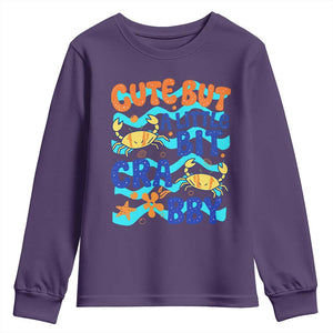 Cute But A Little Bit Crabby Youth Sweatshirt Beach Crab Summer Vacation TS14 Purple Print Your Wear