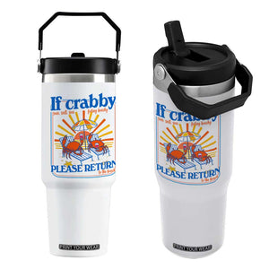 If Crabby Please Return To The Beach Flip Straw Tumbler Funny Summer Crab TS14 One Size: 30 oz White Print Your Wear