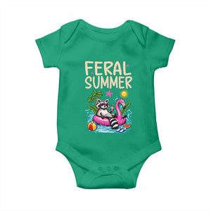 Funny Beach Raccoon Baby Onesie Feral Summer Vacation Gift TS14 Irish Green Print Your Wear