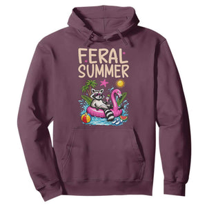 Funny Beach Raccoon Hoodie Feral Summer Vacation Gift TS14 Maroon Print Your Wear