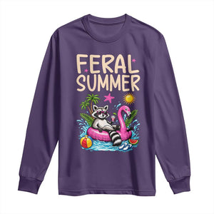 Funny Beach Raccoon Long Sleeve Shirt Feral Summer Vacation Gift TS14 Purple Print Your Wear