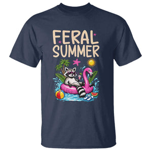 Funny Beach Raccoon T Shirt Feral Summer Vacation Gift TS14 Navy Print Your Wear