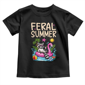 Funny Beach Raccoon Toddler T Shirt Feral Summer Vacation Gift TS14 Black Print Your Wear
