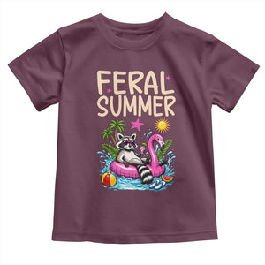 Funny Beach Raccoon Toddler T Shirt Feral Summer Vacation Gift TS14 Maroon Print Your Wear