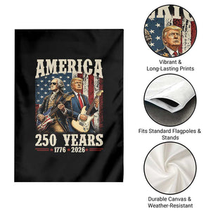 250 Years America Anniversary Garden Flag Vintage President Playing Guitar 4th of July
