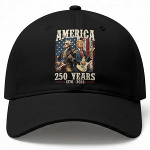 250 Years America Anniversary Baseball Cap Vintage President Playing Guitar 4th of July