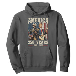 250 Years America Anniversary Hoodie Vintage President Playing Guitar 4th of July