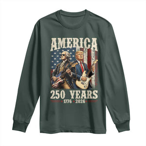 250 Years America Anniversary Long Sleeve Shirt Vintage President Playing Guitar 4th of July