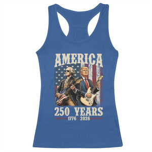 250 Years America Anniversary Racerback Tank Top Vintage President Playing Guitar 4th of July