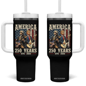250 Years America Anniversary Tumbler With Handle Vintage President Playing Guitar 4th of July