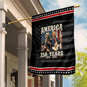 250 Years America Anniversary Patriotic Garden Flag Vintage President Playing Guitar 4th of July