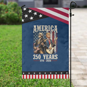 250 Years America Anniversary Patriotic Garden Flag Vintage President Playing Guitar 4th of July