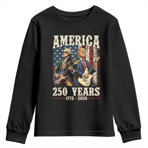 250 Years America Anniversary Youth Sweatshirt Vintage President Playing Guitar 4th of July