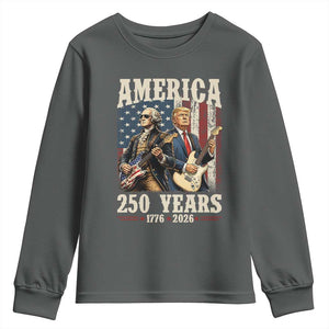 250 Years America Anniversary Youth Sweatshirt Vintage President Playing Guitar 4th of July