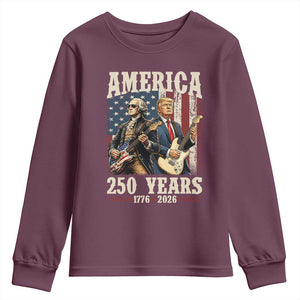 250 Years America Anniversary Youth Sweatshirt Vintage President Playing Guitar 4th of July