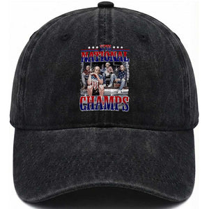 1776 National Champs Washed Cotton Baseball Cap Funny Founding Father USA 250th Anniversary