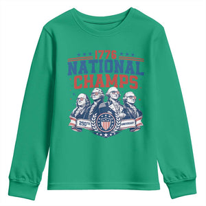 1776 National Champs Youth Sweatshirt Funny Founding Fathers Sunglasses Patriotic 4th of July