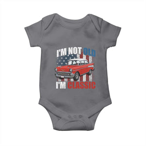 I'm Not Old I'm Classic Baby Onesie American Classic Collector Car US Flag
