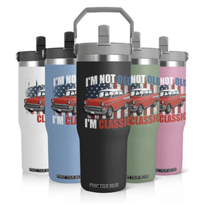 I'm Not Old I'm Classic Flip Straw Tumbler American Classic Collector Car US Flag