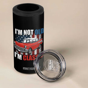 I'm Not Old I'm Classic 4 in 1 Can Cooler Tumbler American Classic Collector Car US Flag