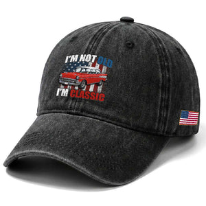 I'm Not Old I'm Classic Washed Cotton Baseball Cap American Classic Collector Car US Flag