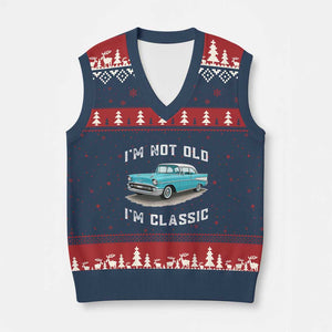 I'm Not Old I'm Classic V-Neck Knit Sweater Vest Vintage 1957 Turquoise Classic Car