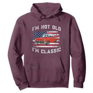 I'm Not Old I'm Classic Hoodie Vintage 1957 Hot Rod Silhouette Patriotic American Flag