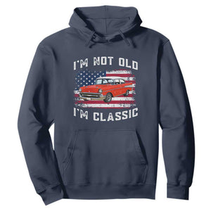 I'm Not Old I'm Classic Hoodie Vintage 1957 Hot Rod Silhouette Patriotic American Flag