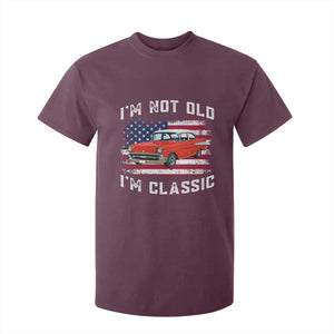 I'm Not Old I'm Classic T Shirt For Kid Vintage 1957 Hot Rod Silhouette Patriotic American Flag