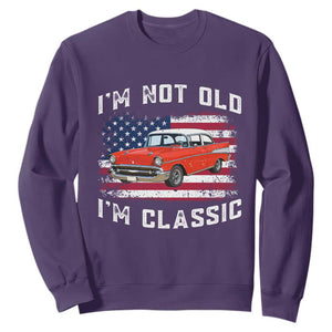 I'm Not Old I'm Classic Sweatshirt Vintage 1957 Hot Rod Silhouette Patriotic American Flag