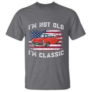 I'm Not Old I'm Classic T Shirt Vintage 1957 Hot Rod Silhouette Patriotic American Flag