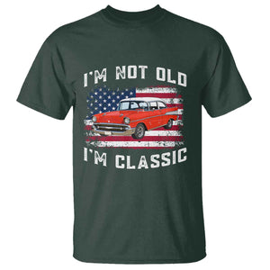 I'm Not Old I'm Classic T Shirt Vintage 1957 Hot Rod Silhouette Patriotic American Flag