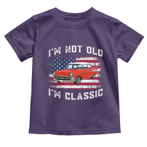 I'm Not Old I'm Classic Toddler T Shirt Vintage 1957 Hot Rod Silhouette Patriotic American Flag