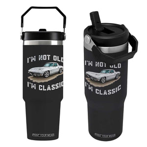 I'm Not Old I'm Classic Flip Straw Tumbler Vintage 1963 Sports Car Retro Americana