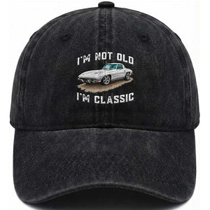 I'm Not Old I'm Classic Washed Cotton Baseball Cap Vintage 1963 Sports Car Retro Americana