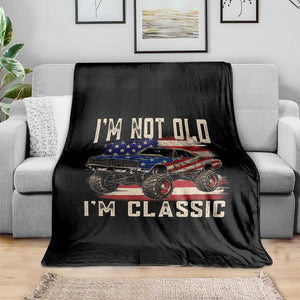 I'm Not Old I'm Classic Throw Blanket Vintage Car American Flag 4th of July