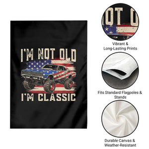 I'm Not Old I'm Classic Garden Flag Vintage Car American Flag 4th of July