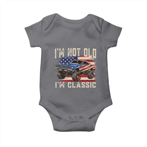 I'm Not Old I'm Classic Baby Onesie Vintage Car American Flag 4th of July