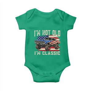 I'm Not Old I'm Classic Baby Onesie Vintage Car American Flag 4th of July