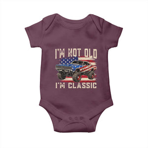 I'm Not Old I'm Classic Baby Onesie Vintage Car American Flag 4th of July
