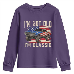 I'm Not Old I'm Classic Youth Sweatshirt Vintage Car American Flag 4th of July