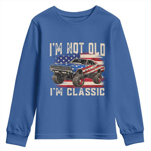 I'm Not Old I'm Classic Youth Sweatshirt Vintage Car American Flag 4th of July