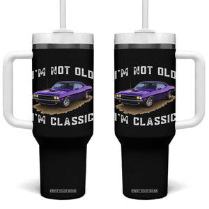 I'm Not Old I'm Classic Tumbler With Handle Vintage 1970 Purple Classic Muscle Car