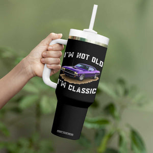 I'm Not Old I'm Classic Tumbler With Handle Vintage 1970 Purple Classic Muscle Car