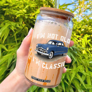 I'm Not Old I'm Classic Glass Can Vintage 1949 Classic American Coupe Car