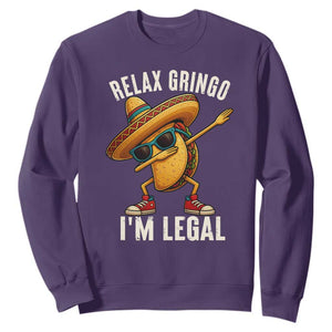 Relax Ringo I'm Legal Sweatshirt Funny Mexican Taco Lover TS14 Purple Print Your Wear