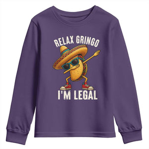 Relax Ringo I'm Legal Youth Sweatshirt Funny Mexican Taco Lover TS14 Purple Print Your Wear