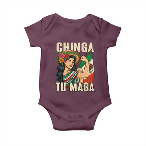 Chinga Tu Maga Protest Baby Onesie Funny Mexican Women TS14 Maroon Print Your Wear